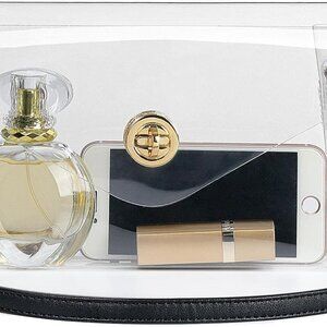 Clear Purse for Women Stadium Approved, Clear Crossbody Shoulder Bag, Semi PU Cr